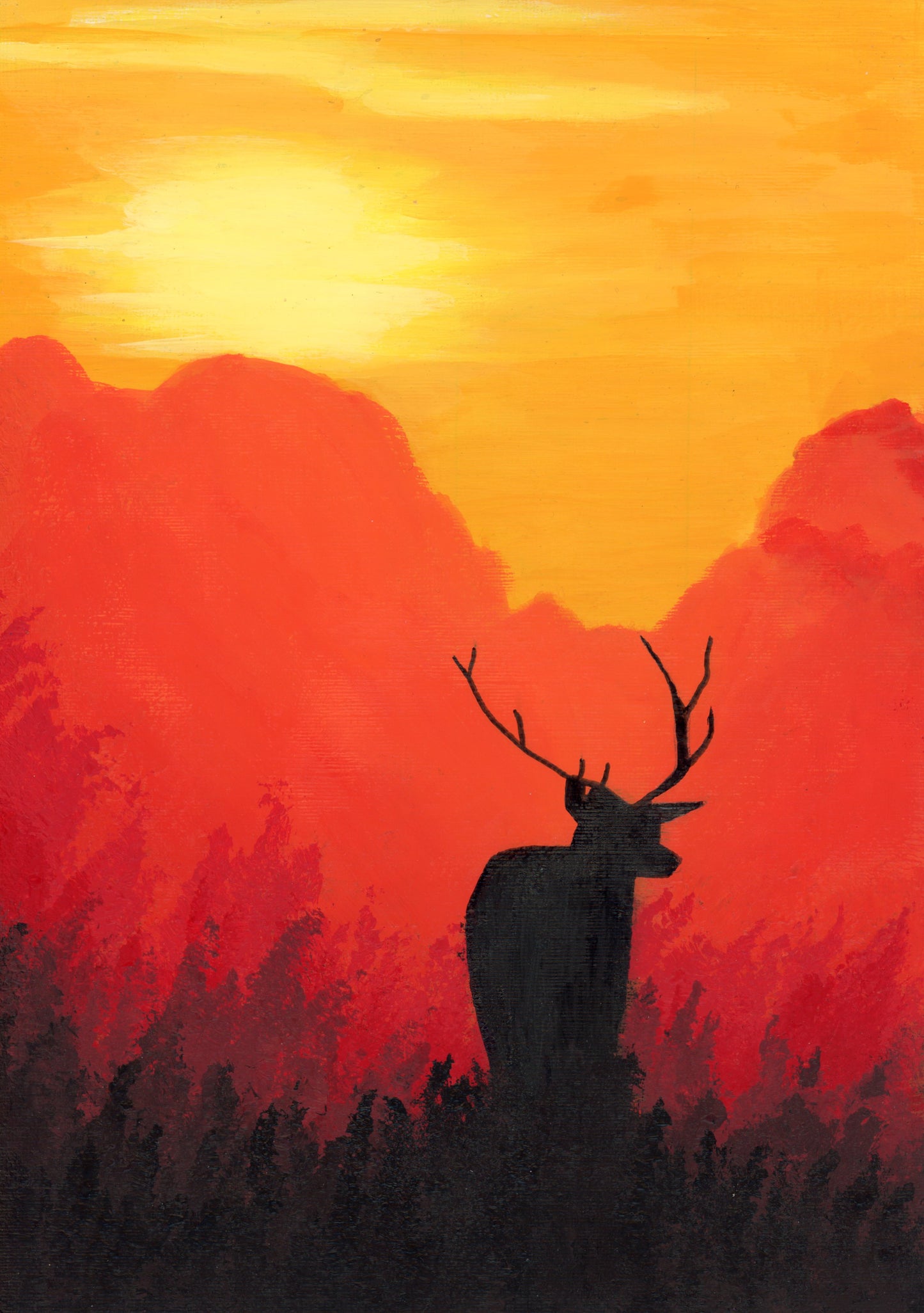 Stag on Fiery Hills